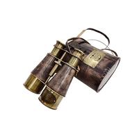 Binocular náutico antiguo de latón marino de cuero gris, instrumento marinero Londres 1915, alcance de detección pirata, decoración para el hogar y la oficina