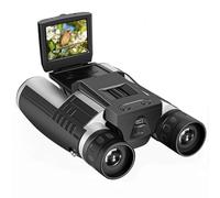 Binoculares 2 en 1 con cámara digital para adultos, 12 x 32 HD con pantalla LCD de 2.4 pulgadas, grabación de video de 48 MP y 2.5 K, zoom digital 8X para observación de aves, conciertos, viajes, 16