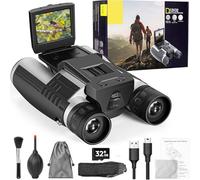 Binoculares para Adultos, 2.4 Pulgadas, 48 MP, imágenes de 2.5 K, cámara de Videos de 12 aumentos, Zoom Digital óptico 8X, prismáticos para observación de Aves, Caza, Aventuras al Aire Libre