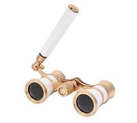 Binoculares para ópera, Gafas de ópera de Enfoque Central 3X25 Binoculares Gafas de Teatro con Prisma BAK-7 y asa para Adultos Niños Mujeres en Concierto Teatro Ópera(Oro Blanco)
