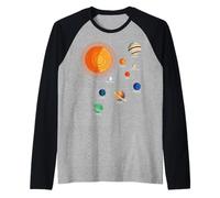 Binoculares telescopio Planetas Ciencia astronomía Camiseta Manga Raglan