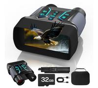 Binoculares Visión Nocturna 4K, 36MP Binoculares Visor Nocturno con Zoom Digital 8X, Recargables 4500mAh, Pantalla HD de 4,5", 7 Niveles Visión Infrarroja, Cámping, Tarjeta TF de 32 GB (Azul Grisáceo)