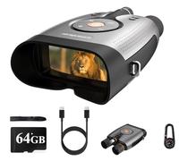 Binoculares Visión Nocturna con Zoom 8X, Prismáticos de Infrarrojos Digital Visor Nocturno Rango de 1000m con LCD TFT de 3.0",Prismáticos Visión Nocturna 64GB para Observación y Grabación