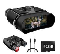 Binoculares Visión Nocturna, Prismáticos de Infrarrojos Digital Visor Nocturno Rango de 300m con LCD TFT de 3.0",Prismáticos Visión Nocturna 32GB para Observación y Grabación