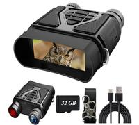 Binoculares Visión Nocturna, Prismáticos de Infrarrojos Digital Visor Nocturno Rango de 300m con LCD TFT de 3.0",Prismáticos Visión Nocturna 32GB para Observación y Grabación