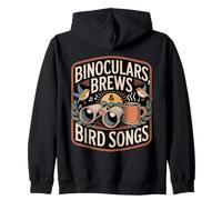 Binoculars Brews & Bird Songs observación Aves café Sudadera con Capucha