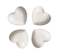 Binoster Plato Lindo de Cerámica de Salsa de Forma de Corazón, mini condimento lateral, platos de condimento tazón de remojo de soja de sushi pequeño conjunto de platillo (4 piezas) (12cm)