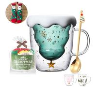 Binoster tazas lindo de Navidad Taza, Taza de té, taza de leche Vasos de los vidrios de doble pared con aislamiento Lentes taza de espresso para mujeres, hombres, niño, oficina