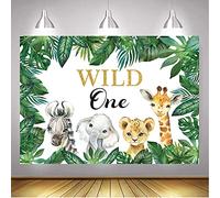 BINQOO 2.1 x 1.5 m Boy Wild One Telón de Fondo de Vinilo para Primer cumpleaños con Animales de la Selva y vegetación para fotografía de Animales de la Selva