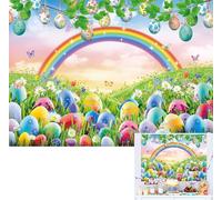 BINQOO Telón de fondo de primavera y Pascua, flores de prado arcoíris, huevos coloridos, fondos de fotografía, telón de fondo de fotografía para recién nacidos, decoración de fiesta de cumpleaños para