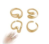 BinXiaoQin 4 anillos plateados, anillos para mujer, anillos de plata, juego de joyas, para mujer, anillo para mujer, anillo para mujer, anillo de dedo con corazón, joyas para niñas, Aleaciones, No.