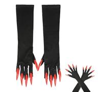 BinXiaoQin Guantes de garras para Halloween, color negro, garras de Halloween, garras, vampiro, lobo, uñas, gel, pantera, guantes de bruja, gato, bestia, golves, guante de bruja, pata de diablo, Uñas