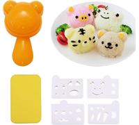 binxliuxo 1 set Cartoon Sushi Rice Balls Mould Bears Pig tiger Frog Elephants Sushi Maker Lunch Kitchen Accessories Sushi mold Bento mold Bento Maker Baking Tools