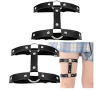 binxliuxo 2PCS Set Mujer Liguero PU Mecánico Punk Ajustable - Negro