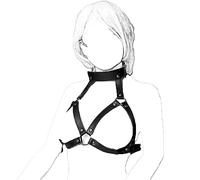 binxliuxo JSUOEO 1 Pieza de Cuero Negro Escote Abierto Modo de Arnés de Juego de Color