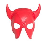 binxliuxo Leather Breathable Bull Face Mask Adjustable Masquerade Hood Full Face Head Mask for Women Men Costume Halloween Party (Red)