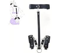 binxliuxo WENRONG Esposas de Cuero Ajustables con Cuello con Anillos para restricciones para Hombres, B-D-S-M Mujeres y Parejas