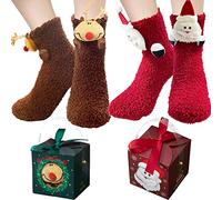 BINXWA calcetines termicos mujer, calcetines regalo, calcetines antideslizantes mujer invierno, calcetines divertidos con caja de regalo - calcetines originales regalitos navideños
