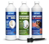 Bio-Chem - Basic Set de 3 productos de limpieza doméstica - Elimina orina y cal - Desatasca desagües - Limpia horno, ollas y sartenes