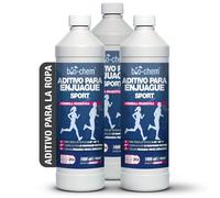 bio-chem Eliminador de olores Sport 3 x 1000 ml | Detergente deportivo contra el olor a sudor | Aditivo de lavado para ropa deportiva y ropa funcional | probiótico y enzimático | fabricado en Alemania