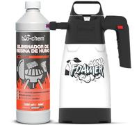 bio-chem Eliminador de Resina de Humo 1L + pulverizador de espuma | Limpiador desengrasante 2 en 1 - Spray limpiador para la resina de las barbacoas - Cuidado de las parrillas