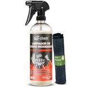 Bio-chem - Limpiador acero inoxidable 750ml + paño de microfibra - Cocina acero inoxidable horno microondas cocina acero inoxidable - Desengrasante cocina decapador horno