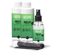 Bio-chem - Limpiador de gafas con función antivaho, protección contra el empañamiento, spray antivaho de 100 ml, 2 botellas de recarga de 250 ml (600 ml) y paño de limpieza premium