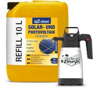 bio-chem Limpiador fotovoltaico solar y fotovoltaico - 10 litros concentrado incluye pulverizador de espuma - diluible hasta 1:20 - eficaz en profundidad y respetuoso con el material - Fabricado en