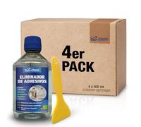 bio-chem - Quita pegamento adhesivo 4x 500ml con rascador - Alternativa a la acetona pura - Quitamanchas para pegamento y etiquetas adhesivas - Disolvente quita adhesivos
