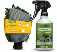 Bio-Chem - Quitamanchas de Lluvia 500ml + manopla microfibras para Parabrisas y Lunas de autocaravanas, caravanas y Coches - Producto Ideal para Lunas Durante Sus Vacaciones en Autocaravana