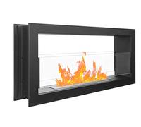 Bio Chimenea de Doble Cara Negra Dual 90x40cm. Biochimenea de bioetanol de Pared Negro Mate. Chimenea de bioetanol para ser montado en una Abertura de Pared, de Doble acristalamiento.