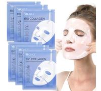 Bio Collagen Real Deep Mask, Mascarilla facial de colágeno biológico, mascarilla de colágeno para la noche, mascarilla hidratante profunda, mascarilla facial antienvejecimiento, 6PCS