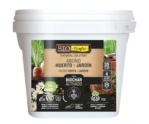 Bio-Flower Abono Orgánico con Biochar Activado para Huerto y Jardín, 800g, NPK 3-3-4, Fertilizante Natural