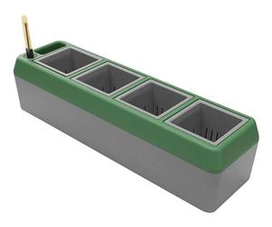 Bio Green Provence Self 4-Herb Window Boxes Indicador de nivel de agua - Maceta para alféizar de ventana con cestas extraíbles - Diseño moderno de maceta - Práctico y fácil de usar, gris, verde oscuro