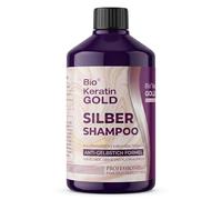 Bio Keratin Gold Champú de plata 500 ml - Champú antiamarillos para cabello rubio, gris y teñido, neutraliza los tonos amarillos y naranjas, con queratina, cuidado profesional del cabello