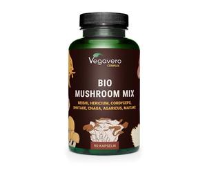 BIO Mushroom Complex | Extracto Orgánico | Reishi + Lions Mane + Cordyceps + Shiitake | Sistema Imune y Defensas | Sin Additivos | Vegan | Vanatari