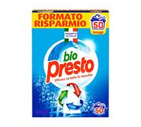Bio Presto - Detergente para lavadora en polvo para la ropa, eliminación de manchas, 50 medidores