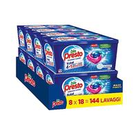 Bio Presto Power Caps Classico, detergente para lavadora predosificado en cápsulas, paquete de 144 lavados