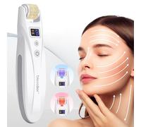 Bio Roller Microneedles Professional Kit, EMS Microneedle Roller Derma Stamp con 2 Luces LED, Dermaroller para Arrugas Estiramiento Cicatriz Pérdida de Cabello Cuidado de la Piel