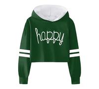 Bio Ropa Niñas Sudaderas Niñas Niños Casual Holgado Activo Manga Completa Sudadera con Capucha Sudaderas con Capucha Corta Jersey Estampado Letras Estampado Rayas Bebé, verde, 3-4 años