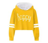 Bio Ropa Niñas Sudaderas Niñas Niños Casual Holgado Activo Manga Completa Sudadera con Capucha Sudaderas con Capucha Corta Jersey Estampado Letras Estampado Rayas Bebé, amarillo, 3-4 años