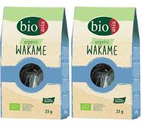 BIOASIA Algas Wakame ecológicas, ricas en vitaminas, minerales y antioxidantes, sin gluten y veganas, ideales para ensaladas, sopas y platos asiáticos, 1 x 25 g (Paquete de 2)