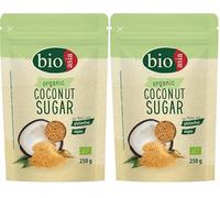 BIOASIA Azúcar ecológica de flor de coco, sin refinar, sustituto ideal del azúcar para hornear, con notas de caramelo, cultivo ecológico, vegano y sin gluten, 1 x 250 g (Paquete de 2)