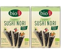 BIOASIA Hojas de Nori Ecológicas, alga tostada bio para la preparación de sushi, 1 x 25 g (Paquete de 2)