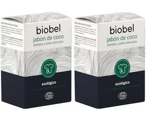Biobel -Jabón de Pastilla con Aceite de Coco, 100% Natural Para Prendas y Pieles Sensibles, Con Aceite Esencial de Lavanda, Ideal para Viajes o Acampadas 1 unidad x 240 gr (Paquete de 2)