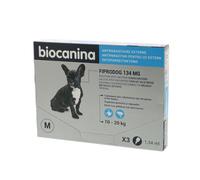 Biocanina Fiprodog 134mg spot-on antiparasitaire chiens de 10 à 20kgs 3 pipettes