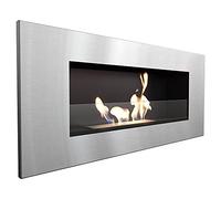 Biochimenea KRATKI DELTA2 400 x 900 cm 0.5L Suelo contenedor con Chimenea de Pared de Vidrio de 4 mm de Espesor Chimenea de Gel de etanol Ideal para el hogar, salón o Dormitorio