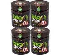 Biochoc - Pack 4 Original 0% azúcar - Crema de cacao con Aceite de Oliva Virgen Extra Ecológico - 100% Ecológica - Sin gluten, Sin leche, Sin frutos secos - 200gr