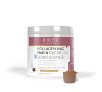BIOCYTE Max Marin Colágeno Sabor Cacao - Rellena las arrugas y reafirma la piel - Ácido hialurónico, eficacia probada del colágeno marino Aquacol - Programa de 20 días