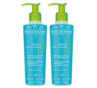 Bioderma Sébium Gel Espumoso Purificante para Piel Mixta a Grasa, Pack de 2 x 200 ml
